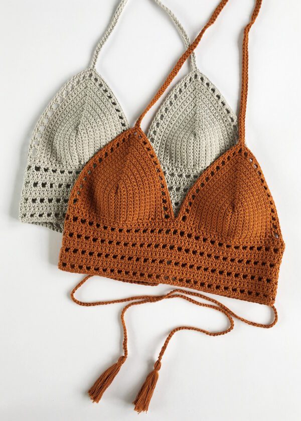 Grey Merino Wool Pants Set for Women, Hand Knitted Bralette, Crochet Top  and Pants, Handmade Crochet Bralette Crop Top and Pants 